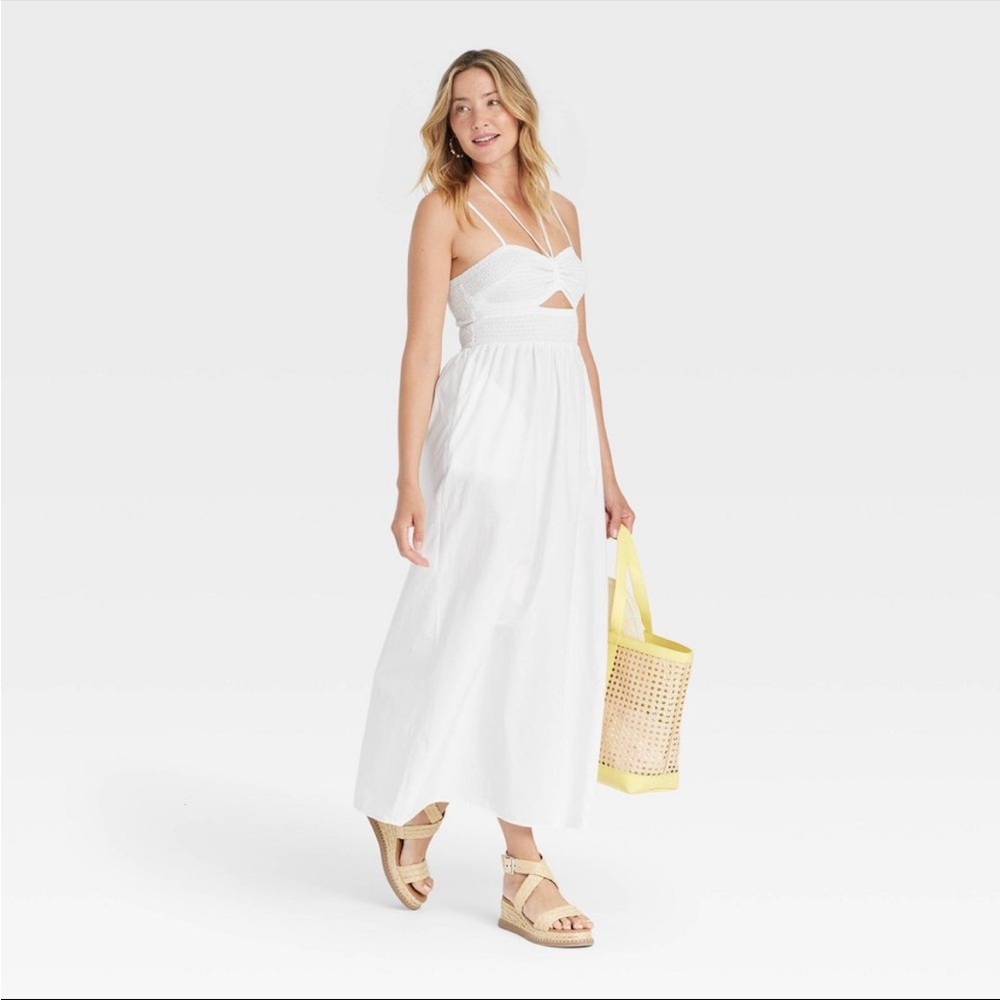 Universal Thread White Cotton Halter Strappy Maxi… - image 3